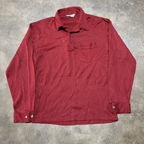 Vintage 60s Red Acrylic/Wool Collared Knit Polo Sweater - Picture 1 of 3